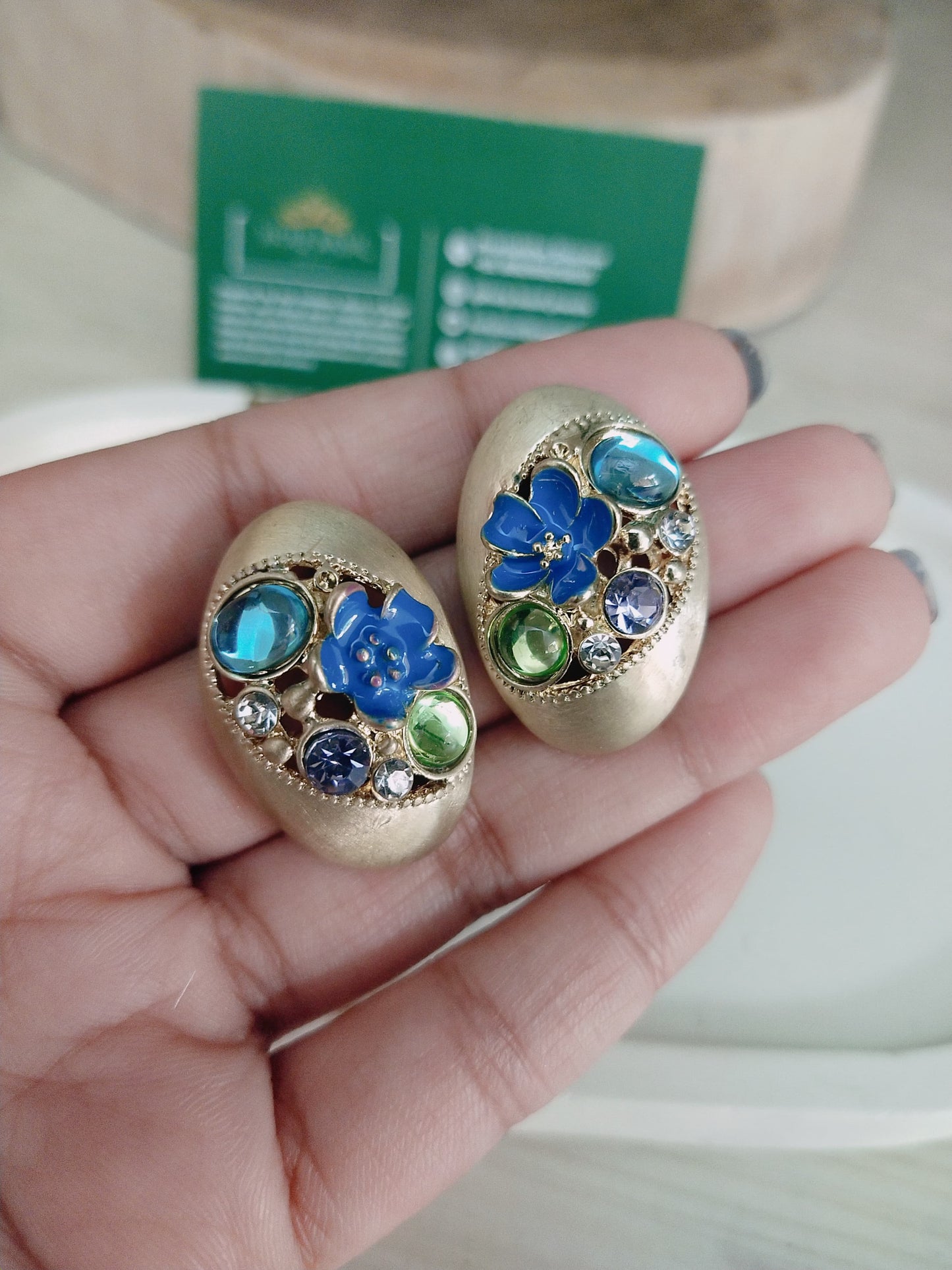 Big sized western Earrings with enamel