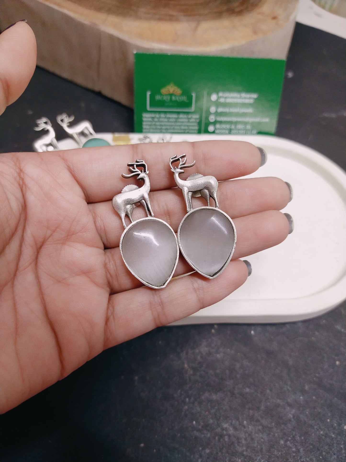 Deer Motif brass earrings