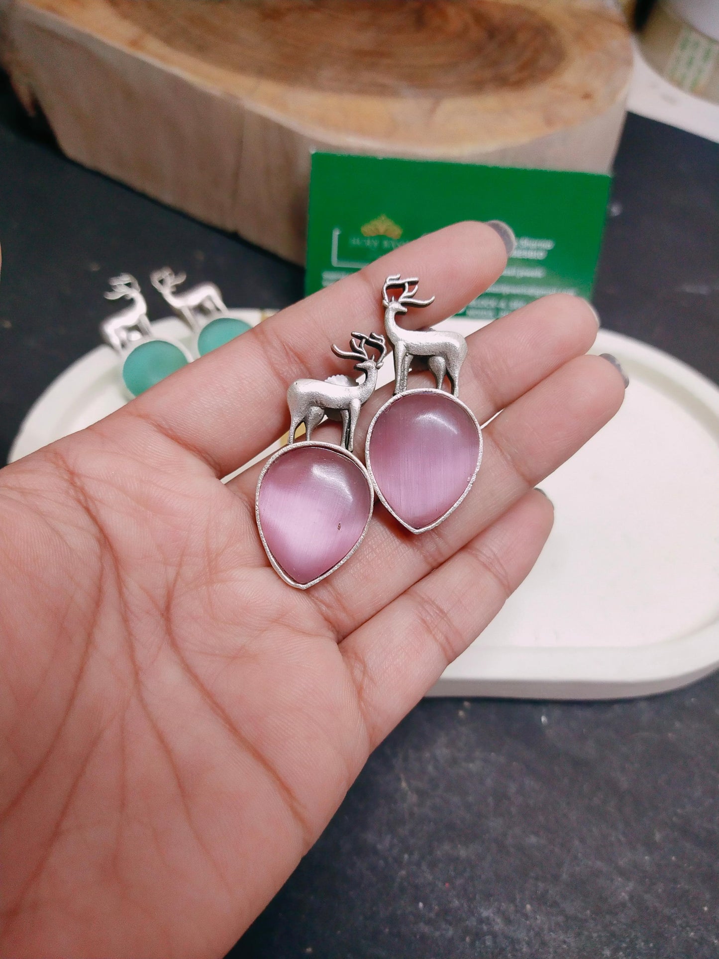 Deer Motif brass earrings