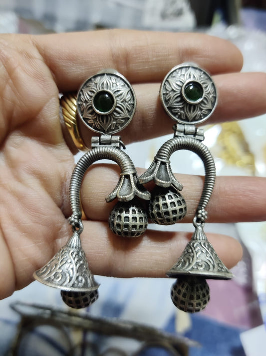 Unique pattern silver danglers