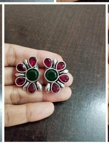 Half flower  pattern studs