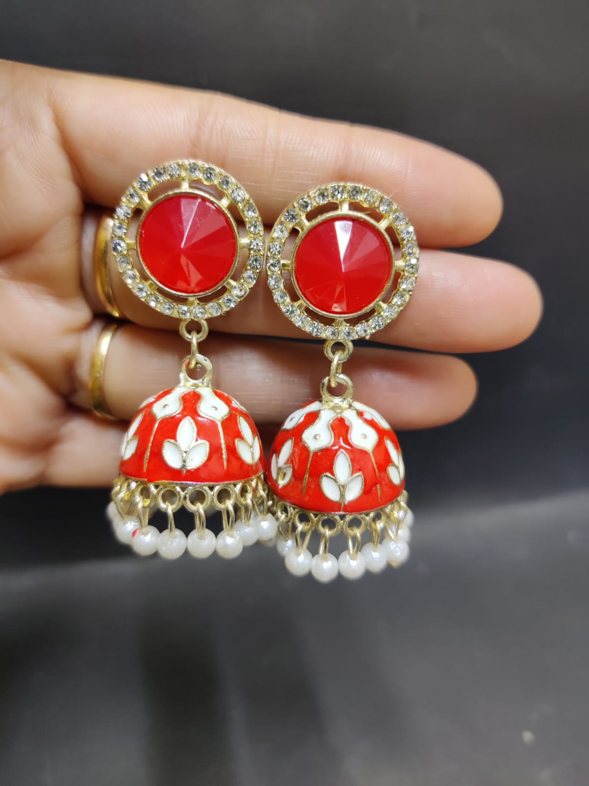 Meenakari jhumkis