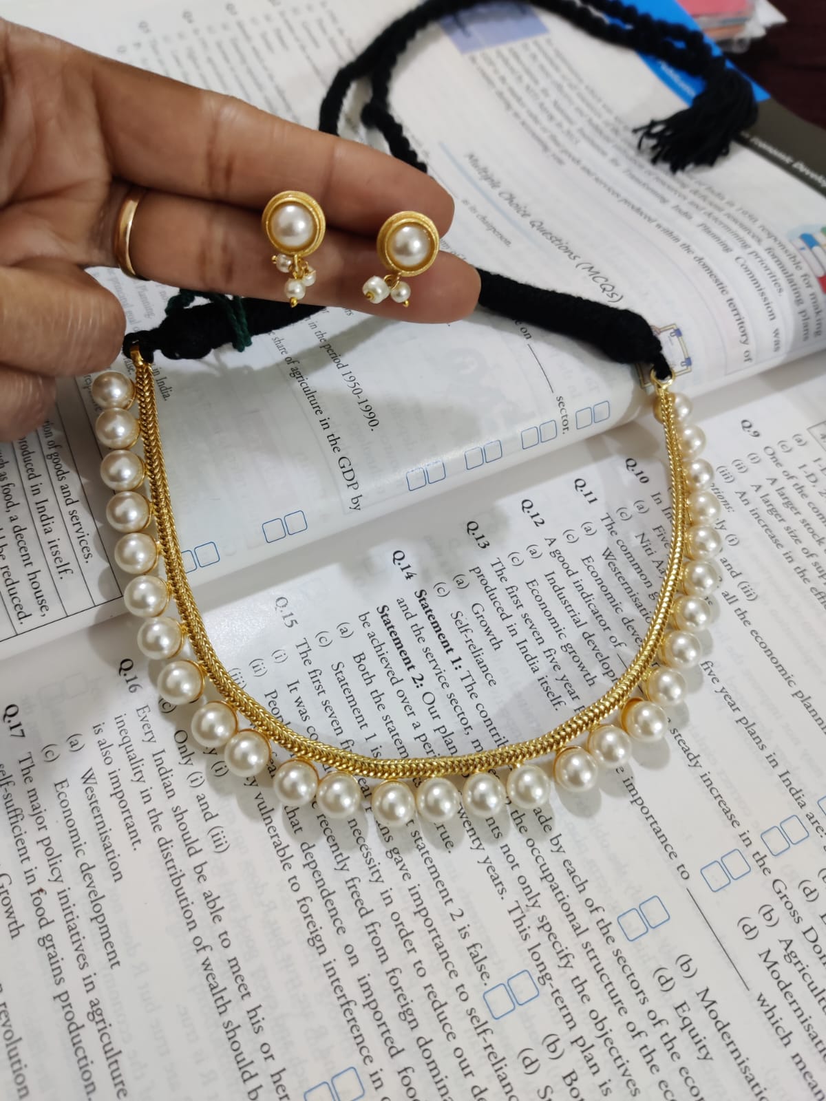 Brass hasli with pearls