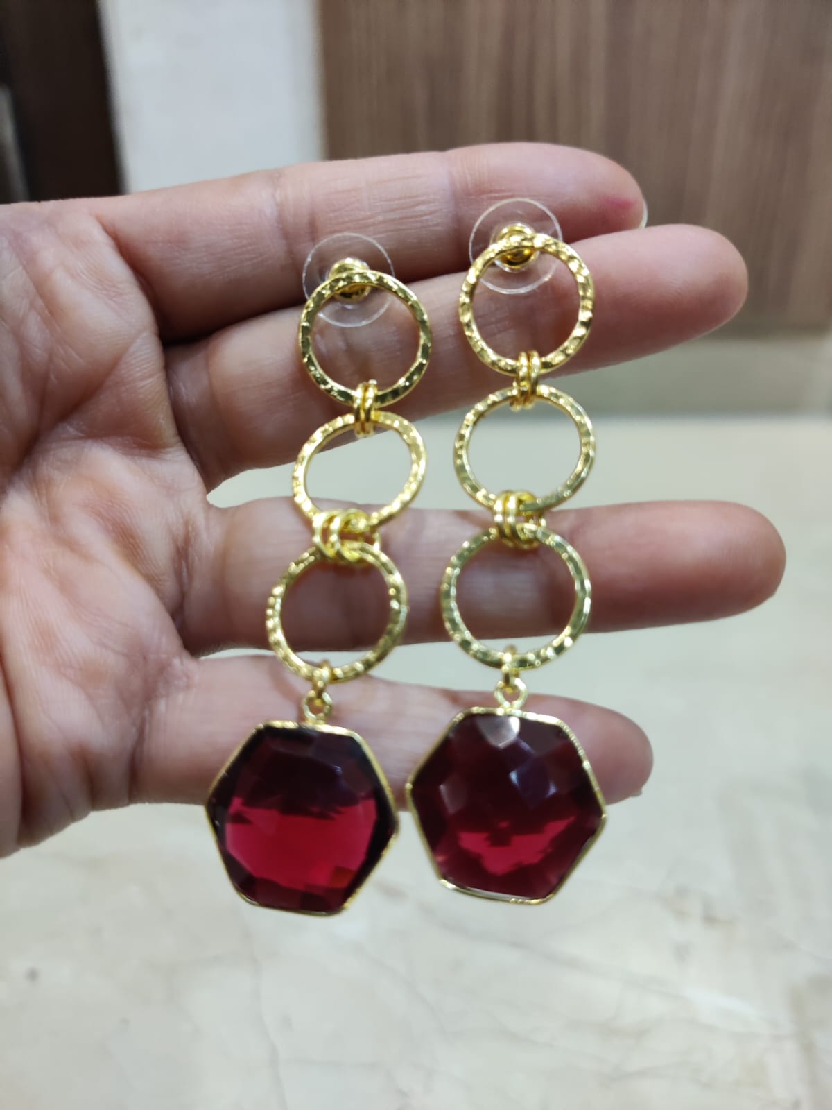 Brass long earrings