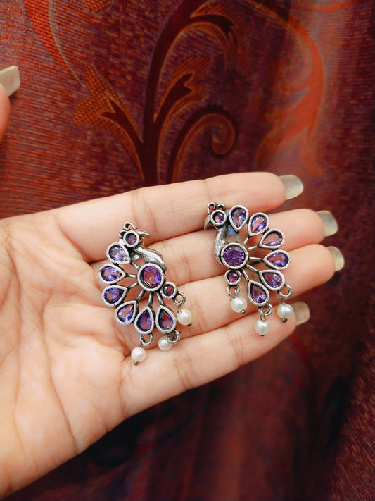 Peacock motif earring