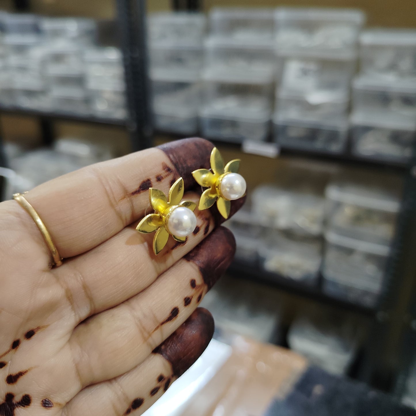 Brass flower shaped studs