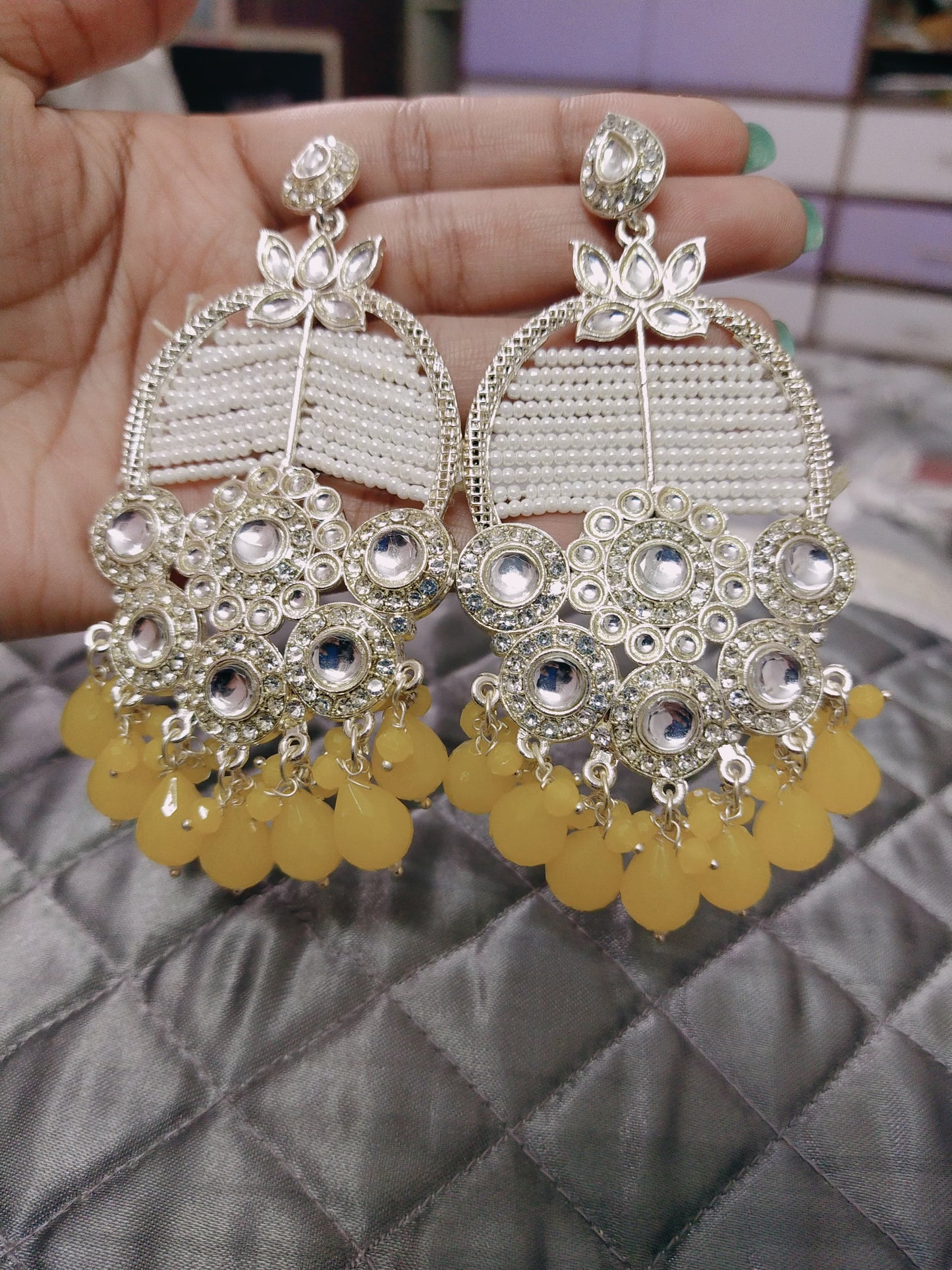 Festive wear earrings in pastel colours