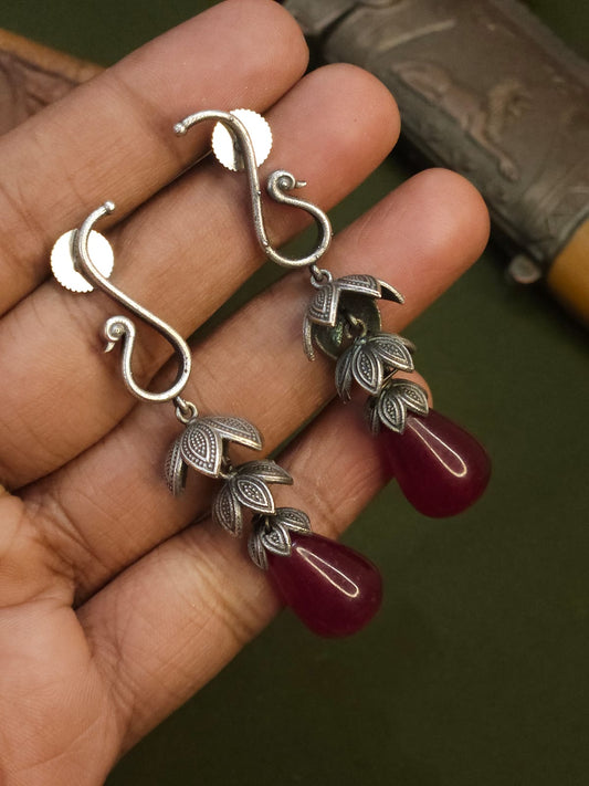 Peacock motif layered earring