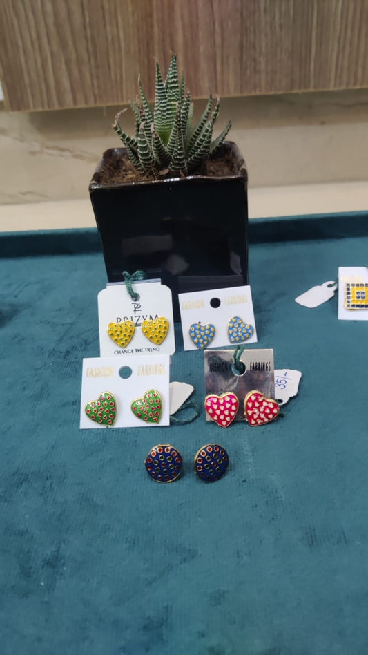 Meenakari heart shaped studs
