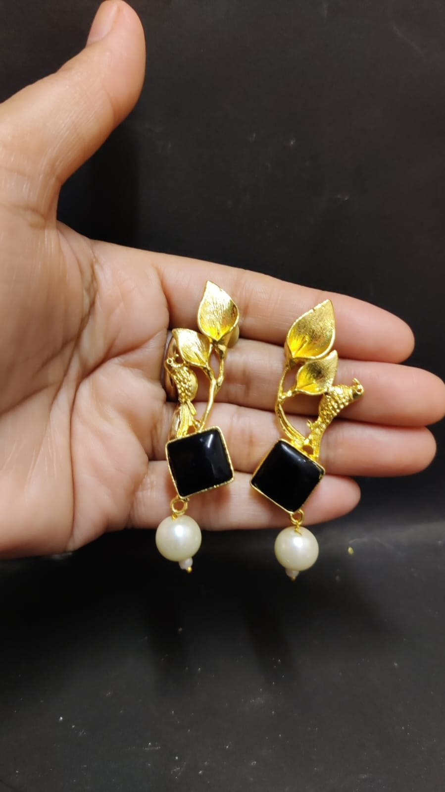 brass long earrings
