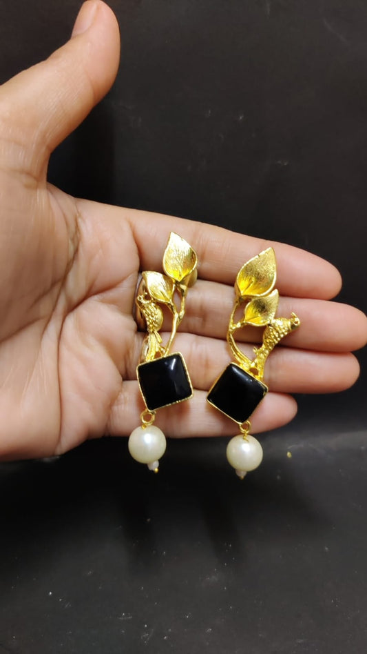 brass long earrings